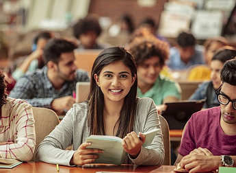 Smiling student in a French class at Akshar Academy in Brampton